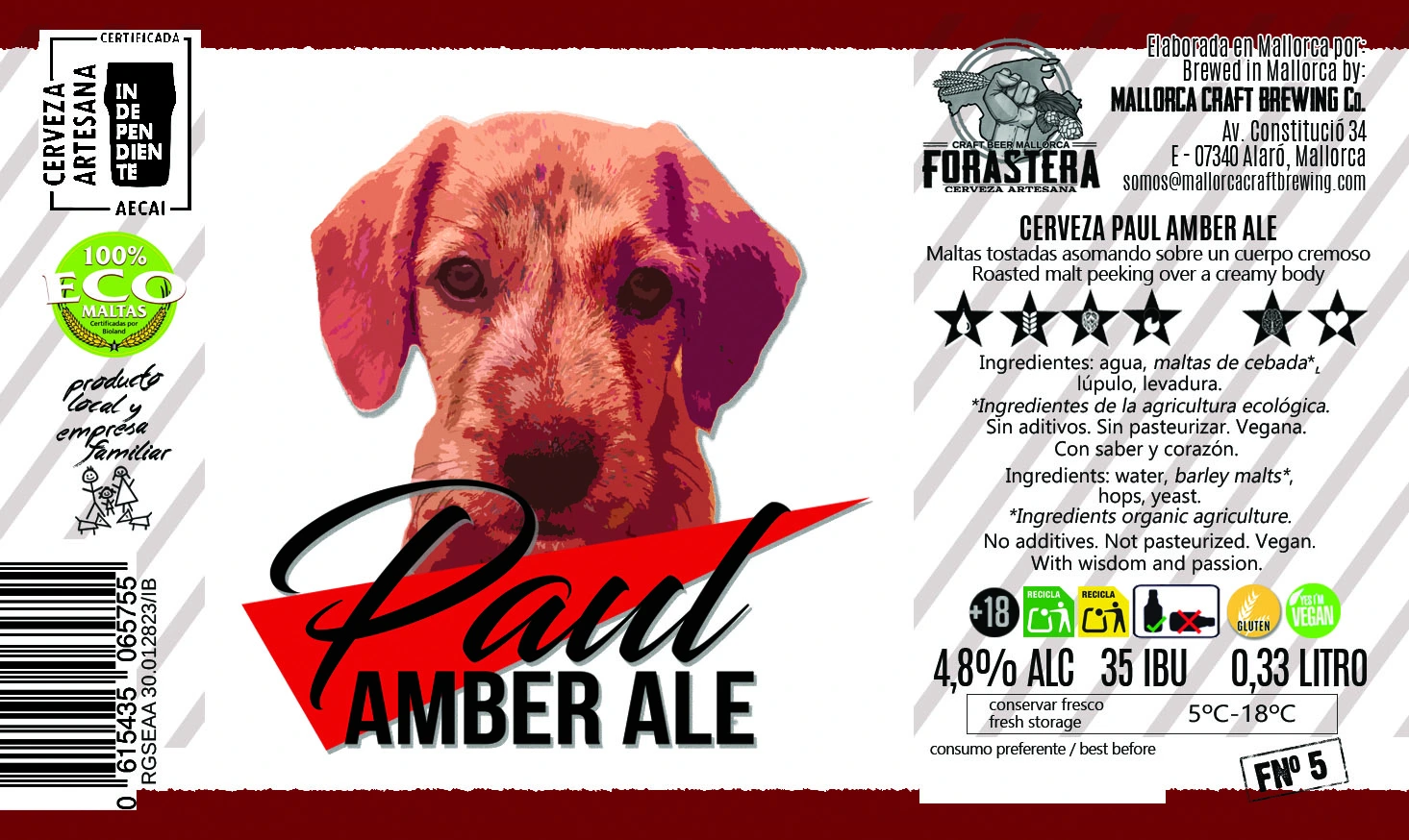 Paul Amber Ale label design by FORASTERA