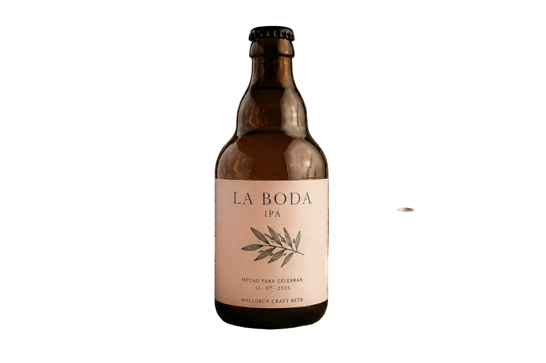Ejemplo ficticio de cerveza personalizada para hotel boutique en Mallorca